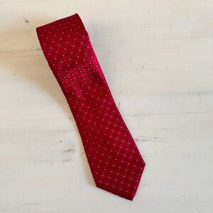 Tommy Hilfiger Men's Silk Necktie Red |Blue square Italian silk 59"X 3"
